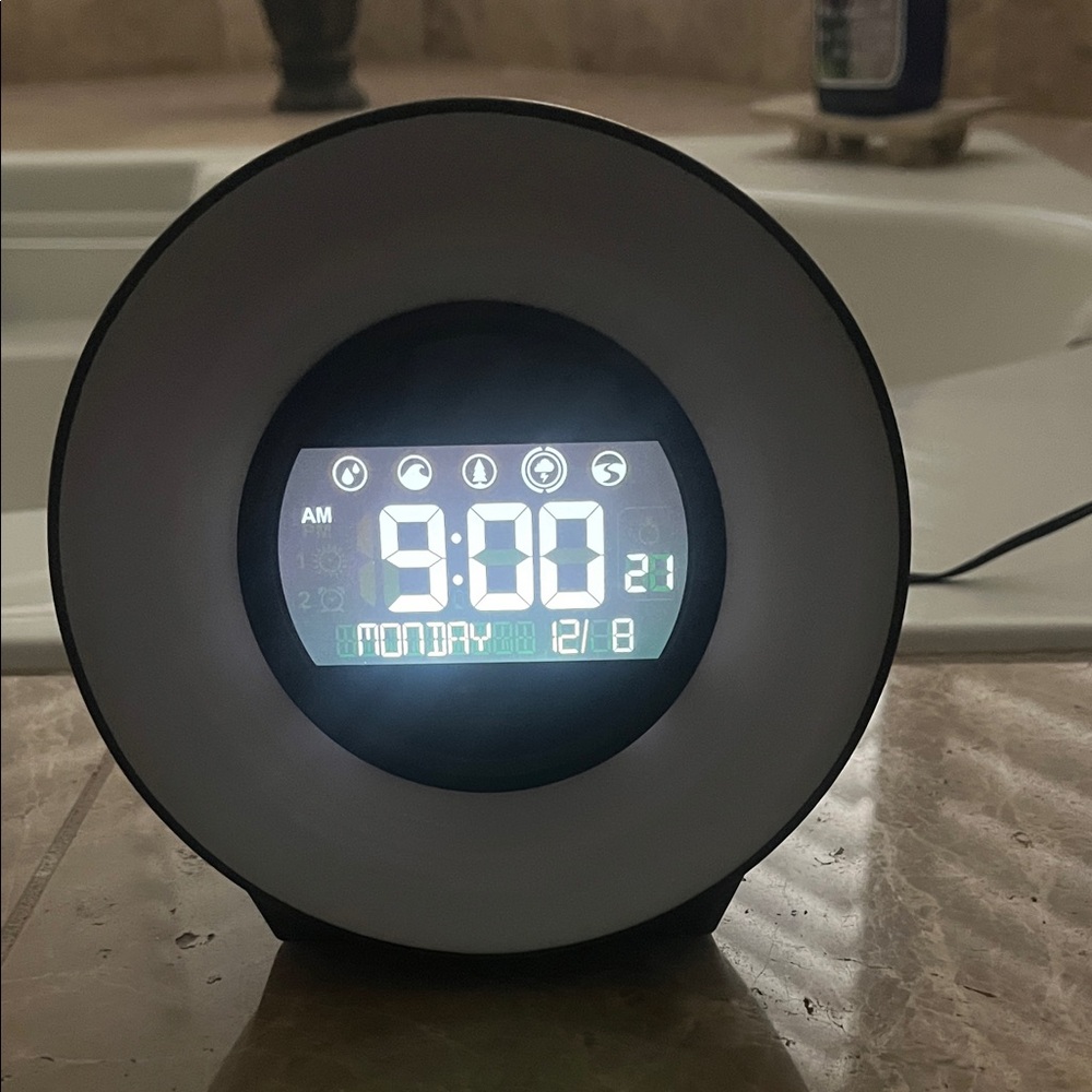 Modern Black and White Digital Alarm Clock